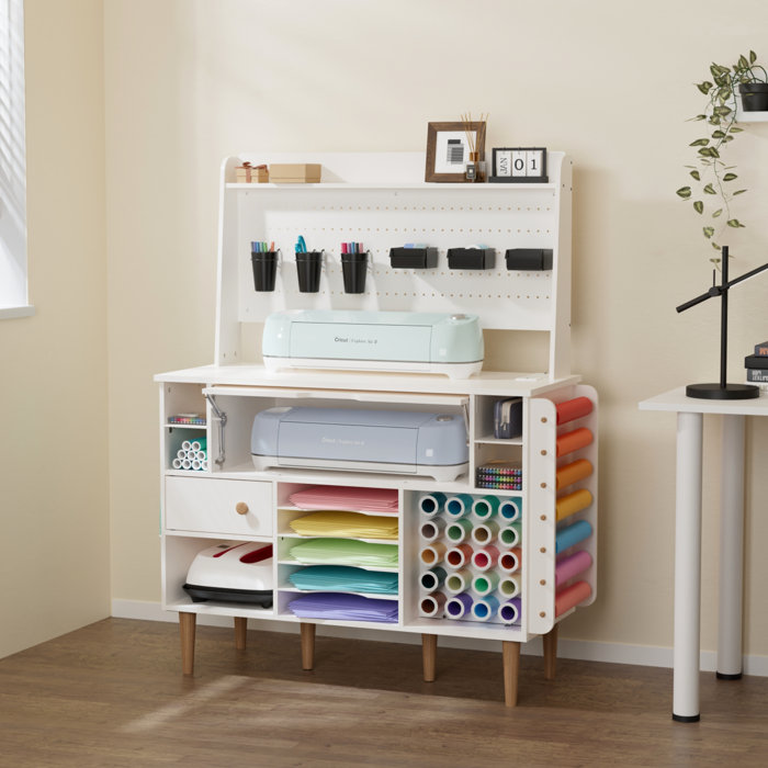 Ackitry Large Craft Cabinet Table Craft Room Furniture with Outlet ...